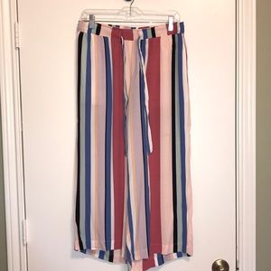 LOFT Multi-Colored Striped Palazzo Pants